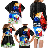 Philippines Independence Day Family Matching Long Sleeve Bodycon Dress and Hawaiian Shirt Philippines Eagle and Sampaguita Jasmine Yakan Tribal LT03 - Polynesian Pride