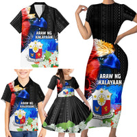 Philippines Independence Day Family Matching Short Sleeve Bodycon Dress and Hawaiian Shirt Philippines Eagle and Sampaguita Jasmine Yakan Tribal LT03 - Polynesian Pride