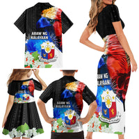 Philippines Independence Day Family Matching Short Sleeve Bodycon Dress and Hawaiian Shirt Philippines Eagle and Sampaguita Jasmine Yakan Tribal LT03 - Polynesian Pride