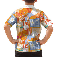 Hawaiian and Japanese Culture Together Family Matching Off The Shoulder Long Sleeve Dress and Hawaiian Shirt Palaka Japanese Art and Tropical Motif Tribal Patchwork LT03 - Polynesian Pride