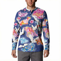 Hawaiian and Japanese Culture Together Button Sweatshirt Hawaiian Archipelago Shape Sea Animals LT03 - Polynesian Pride