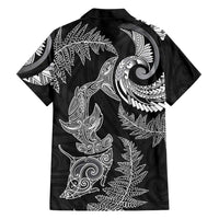 New Zealand Sea Animals with Maori Tribal Tattoo Family Matching Mermaid Dress and Hawaiian Shirt Shark Manta Ray with Silver Fern Black LT03 - Polynesian Pride