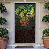 New Zealand Sea Animals with Maori Tribal Tattoo Door Cover Shark Manta Ray with Silver Fern Reggae LT03 Reggae - Polynesian Pride
