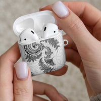 New Zealand Sea Animals with Maori Tribal Tattoo AirPods Case Shark Manta Ray with Silver Fern White LT03 - Polynesian Pride