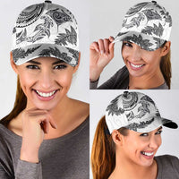 New Zealand Sea Animals with Maori Tribal Tattoo Classic Cap Shark Manta Ray with Silver Fern White