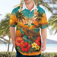 Hawaiian Turtles on Beach Hawaiian Shirt with Pineapple Tropical Plant and Lei LT03 - Polynesian Pride