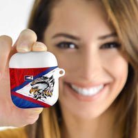 American Samoa Flag Day AirPods Case Polynesian Art Geometric with Flag Brush Style