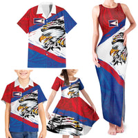 American Samoa Flag Day Family Matching Tank Maxi Dress and Hawaiian Shirt Polynesian Art Geometric with Flag Brush Style