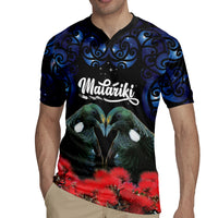 New Zealand Maori Matariki Rugby Jersey Hongi Tui Bird Pohutukawa and Polynesia Tribal