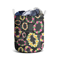 Hawaiian Kakau Tattoo Leis and Palaka Pattern Laundry Basket Traditional Aloha Tribal Black Color LT03 - Polynesian Pride