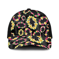Hawaiian Kakau Tattoo Leis and Palaka Pattern Baseball Net Cap Traditional Aloha Tribal Black Color