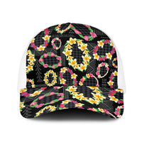 Hawaiian Kakau Tattoo Leis and Palaka Pattern Baseball Net Cap Traditional Aloha Tribal Black Color