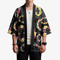 Hawaiian Kakau Tattoo Leis and Palaka Pattern Kimono Traditional Aloha Tribal Black Color LT03 - Polynesian Pride