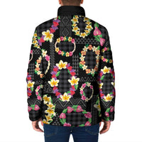 Hawaiian Kakau Tattoo Leis and Palaka Pattern Padded Jacket Traditional Aloha Tribal Black Color LT03 - Polynesian Pride