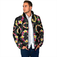 Hawaiian Kakau Tattoo Leis and Palaka Pattern Padded Jacket Traditional Aloha Tribal Black Color LT03 - Polynesian Pride