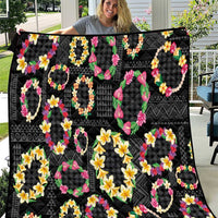 Hawaiian Kakau Tattoo Leis and Palaka Pattern Quilt Traditional Aloha Tribal Black Color LT03 Black - Polynesian Pride