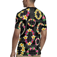 Hawaiian Kakau Tattoo Leis and Palaka Pattern Rugby Jersey Traditional Aloha Tribal Black Color LT03 - Polynesian Pride