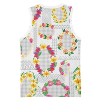 Hawaiian Kakau Tattoo Leis and Palaka Pattern Basketball Jersey Traditional Aloha Tribal White Color LT03 - Polynesian Pride