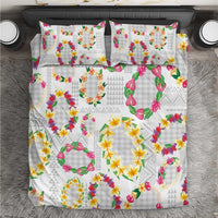 Hawaiian Kakau Tattoo Leis and Palaka Pattern Bedding Set Traditional Aloha Tribal White Color LT03 White - Polynesian Pride