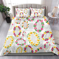 Hawaiian Kakau Tattoo Leis and Palaka Pattern Bedding Set Traditional Aloha Tribal White Color LT03 - Polynesian Pride