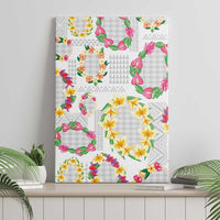 Hawaiian Kakau Tattoo Leis and Palaka Pattern Canvas Wall Art Traditional Aloha Tribal White Color LT03 - Polynesian Pride