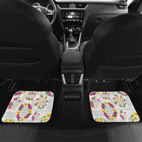 Hawaiian Kakau Tattoo Leis and Palaka Pattern Car Mats Traditional Aloha Tribal White Color LT03 Set 2pcs - Back White - Polynesian Pride