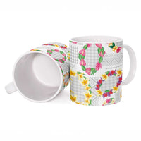 Hawaiian Kakau Tattoo Leis and Palaka Pattern Ceramic Mug Traditional Aloha Tribal White Color LT03 - Polynesian Pride