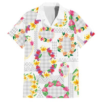 Hawaiian Kakau Tattoo Leis and Palaka Pattern Family Matching Summer Maxi Dress and Hawaiian Shirt Traditional Aloha Tribal White Color LT03 Dad's Shirt - Short Sleeve White - Polynesian Pride