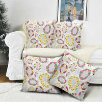 Hawaiian Kakau Tattoo Leis and Palaka Pattern Pillow Cover Traditional Aloha Tribal White Color LT03 - Polynesian Pride
