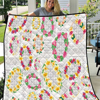 Hawaiian Kakau Tattoo Leis and Palaka Pattern Quilt Traditional Aloha Tribal White Color LT03 White - Polynesian Pride