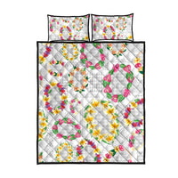 Hawaiian Kakau Tattoo Leis and Palaka Pattern Quilt Bed Set Traditional Aloha Tribal White Color LT03 - Polynesian Pride
