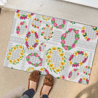 Hawaiian Kakau Tattoo Leis and Palaka Pattern Rubber Doormat Traditional Aloha Tribal White Color LT03 - Polynesian Pride