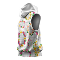 Hawaiian Kakau Tattoo Leis and Palaka Pattern Sleeveless Hoodie Traditional Aloha Tribal White Color LT03 - Polynesian Pride