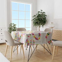 Hawaiian Kakau Tattoo Leis and Palaka Pattern Tablecloth Traditional Aloha Tribal White Color LT03 - Polynesian Pride