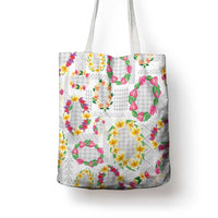 Hawaiian Kakau Tattoo Leis and Palaka Pattern Tote Bag Traditional Aloha Tribal White Color LT03 - Polynesian Pride