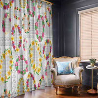 Hawaiian Kakau Tattoo Leis and Palaka Pattern Window Curtain Traditional Aloha Tribal White Color LT03 - Polynesian Pride