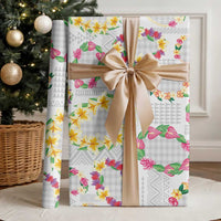 Hawaiian Kakau Tattoo Leis and Palaka Pattern Wrapping Paper Traditional Aloha Tribal White Color LT03 - Polynesian Pride