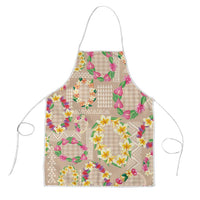 Hawaiian Kakau Tattoo Leis and Palaka Pattern Apron Traditional Aloha Tribal Beige Color LT03 Beige - Polynesian Pride