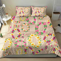 Hawaiian Kakau Tattoo Leis and Palaka Pattern Bedding Set Traditional Aloha Tribal Beige Color LT03 - Polynesian Pride