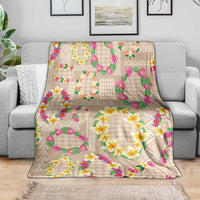 Hawaiian Kakau Tattoo Leis and Palaka Pattern Blanket Traditional Aloha Tribal Beige Color LT03 - Polynesian Pride