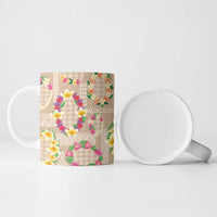 Hawaiian Kakau Tattoo Leis and Palaka Pattern Ceramic Mug Traditional Aloha Tribal Beige Color LT03 - Polynesian Pride