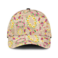 Hawaiian Kakau Tattoo Leis and Palaka Pattern Classic Cap Traditional Aloha Tribal Beige Color LT03 Universal Fit Beige - Polynesian Pride