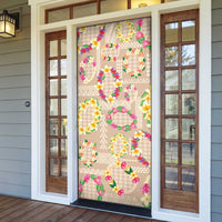 Hawaiian Kakau Tattoo Leis and Palaka Pattern Door Cover Traditional Aloha Tribal Beige Color LT03 - Polynesian Pride