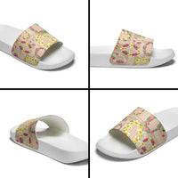 Hawaiian Kakau Tattoo Leis and Palaka Pattern Slide Sandals Traditional Aloha Tribal Beige Color LT03 - Polynesian Pride