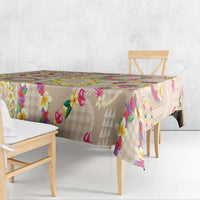 Hawaiian Kakau Tattoo Leis and Palaka Pattern Tablecloth Traditional Aloha Tribal Beige Color LT03 - Polynesian Pride