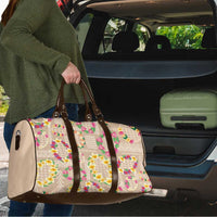 Hawaiian Kakau Tattoo Leis and Palaka Pattern Travel Bag Traditional Aloha Tribal Beige Color LT03 - Polynesian Pride