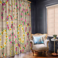 Hawaiian Kakau Tattoo Leis and Palaka Pattern Window Curtain Traditional Aloha Tribal Beige Color LT03 - Polynesian Pride