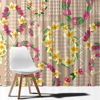 Hawaiian Kakau Tattoo Leis and Palaka Pattern Window Curtain Traditional Aloha Tribal Beige Color LT03 - Polynesian Pride