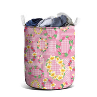 Hawaiian Leis Laundry Basket Kakau Tattoos and Palaka Pastel Pink Color LT03 - Polynesian Pride