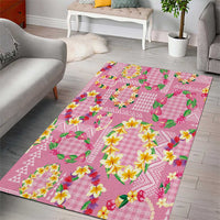 Hawaiian Leis Area Rug Kakau Tattoos and Palaka Pastel Pink Color LT03 - Polynesian Pride